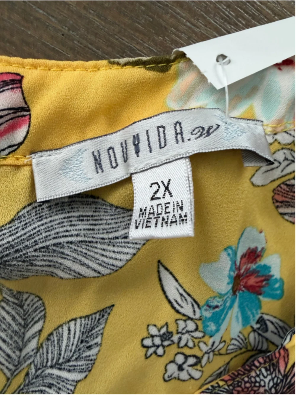 Novida Floral Sleeveless Blouse Yellow Multi-color Size 2X